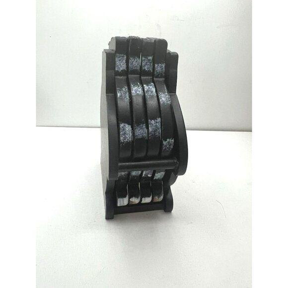 Set Of 4 Kitty Cat Coasters Hand Painted with Carrier Cork Center Black & White - Picture 6 of 9